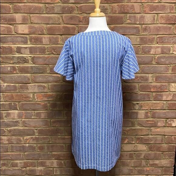 Mud Pie Eva Button Front Stripe Blue Dress - Picture 4 of 8